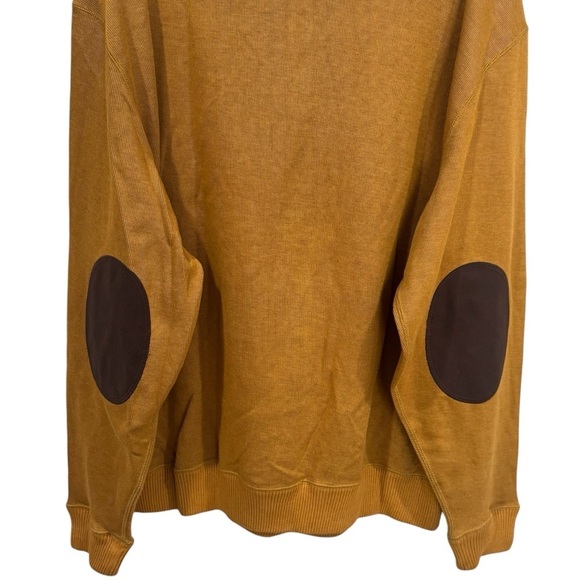 NWOT Daniel Cremieux Mustard and Brown Elbow Patch Quarter Zip Sweater Men's XL - Picture 7 of 11